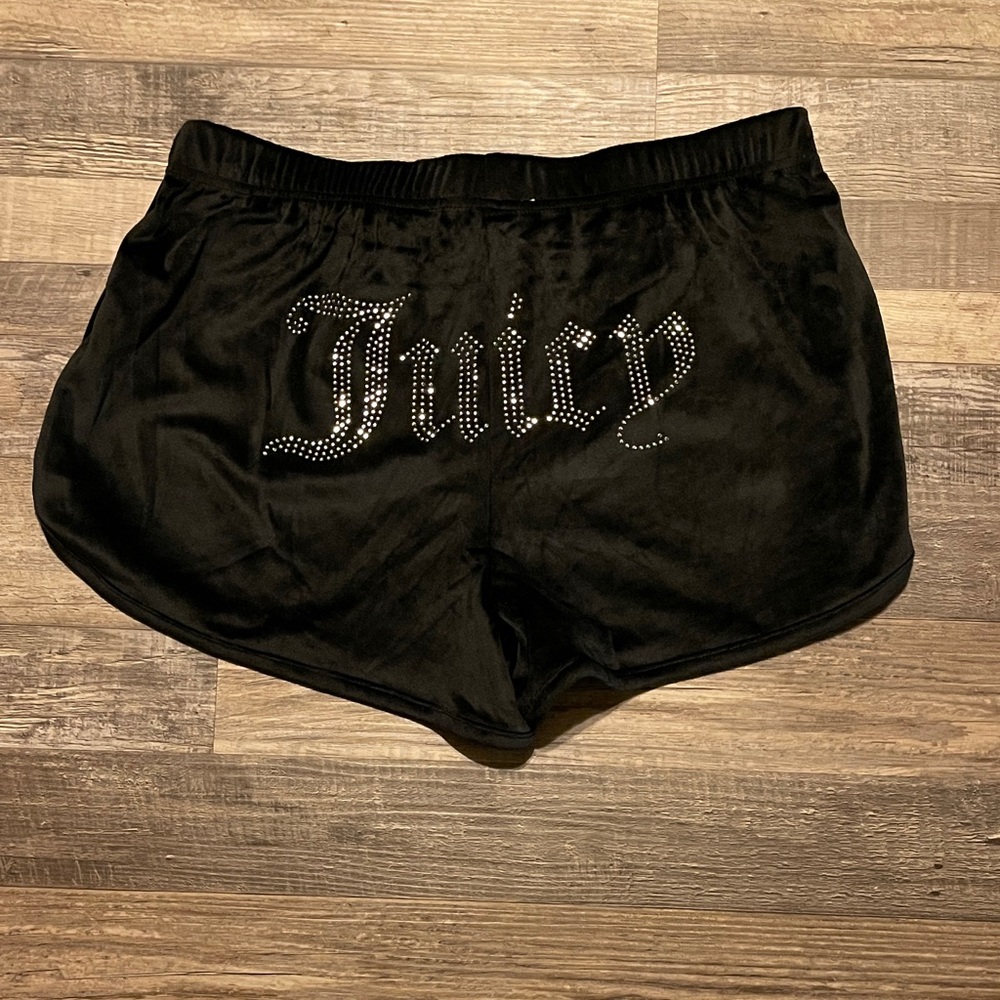 Juicy Couture Black Athletic Shorts with Sparkle Logo